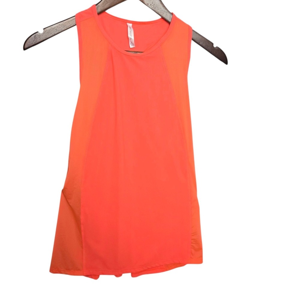 ATHLETA Hybrid Workout Tank Racerback Activewear Running Athletic Orange Mesh S